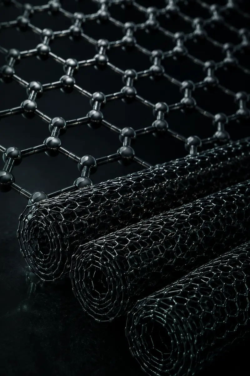 A graphene molecular lattice above layered carbon nanotubes.